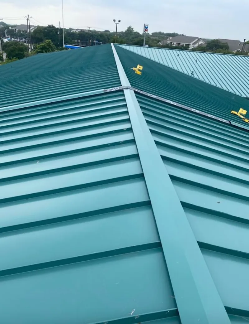 Green commercial metal roof ridge and valley for Metal Roof Repair in Waukegan